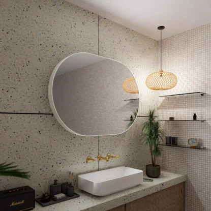 Oval Loftspegel i aluminiumram