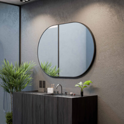 Oval Loftspegel i aluminiumram