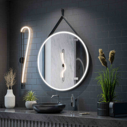 Delhi – Rund LED Loftspegel på Strip i aluminiumram